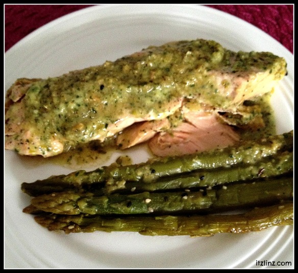 Chimichura Salmon with Marinated Asparagus